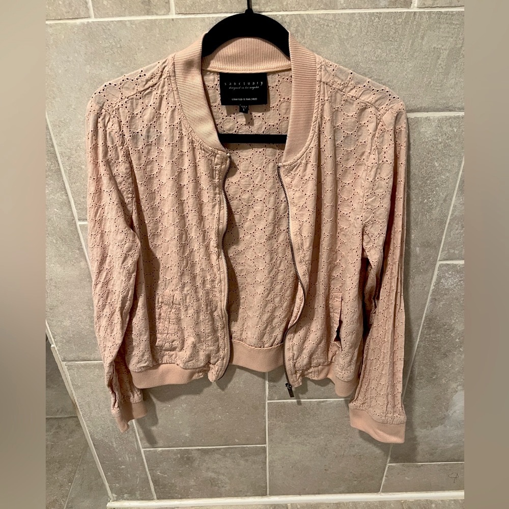 SANCTUARY women’s jacket lightweight, blush pink, cut out, causal SZ L